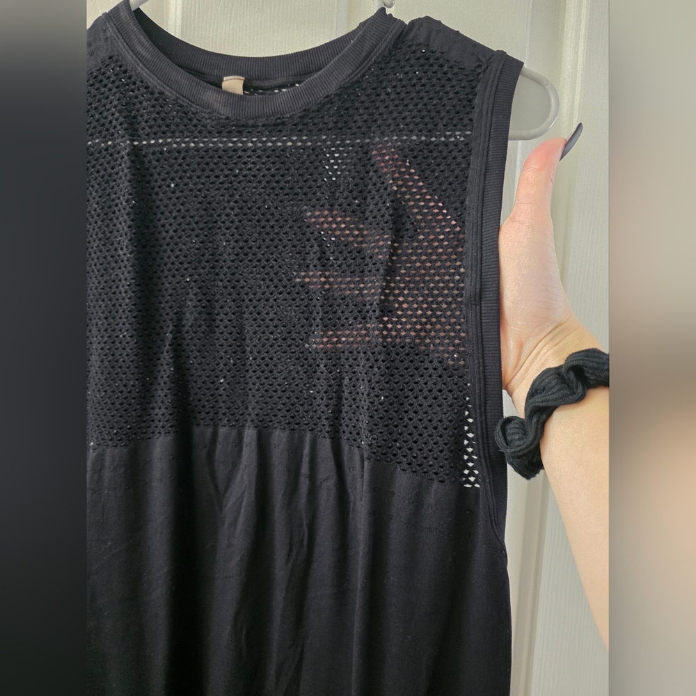 Varley Black Mesh Workout Top